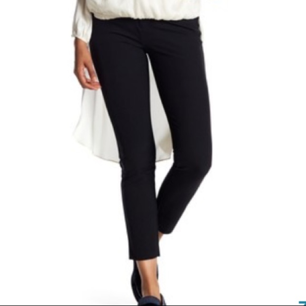 VERTIGO Pants Faux Leather Trim Black Twill NWT